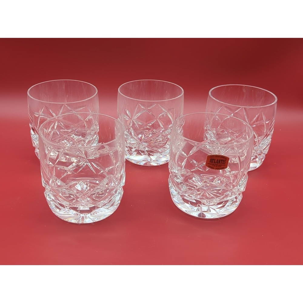 5 Atlantis/Block Crystal Double Old Fashioned Glasses 3 1/2"